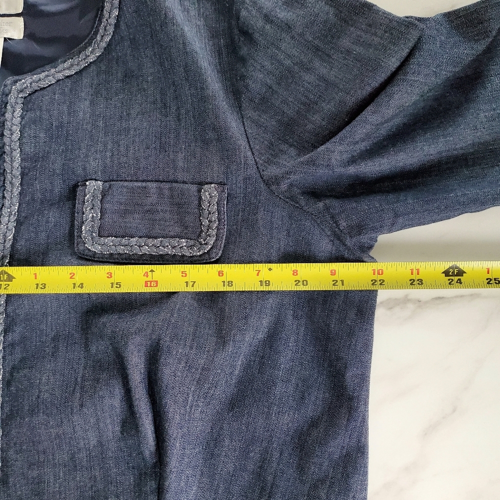 Christopher & Banks Women's XL Open Front Denim Blazer Jacket XL Business Casual - Picture 13 of 16